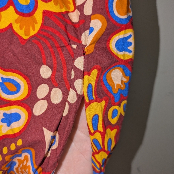 La DoubleJ Bowling Floral Maxi Dress Size XS Burgundy - Picture 8 of 10